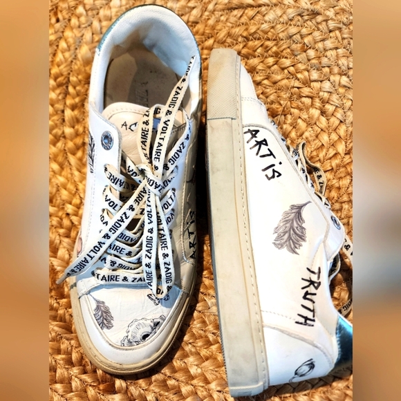Zadig & Voltaire Women's LA Flash Art Print Low Top Sneakers Size 39 US 8 - Picture 3 of 8